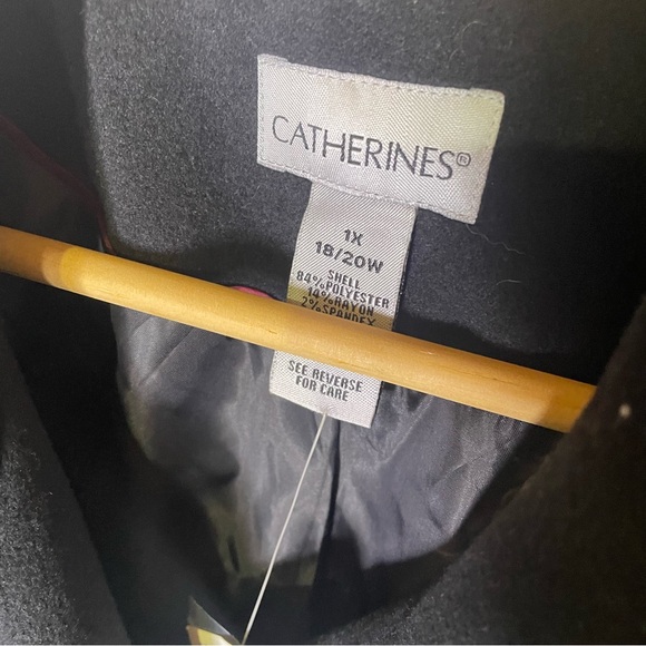 Catherine’s Black Peacoat Trench Coat Jacket Plus Size 1X 18/20w - Picture 3 of 6